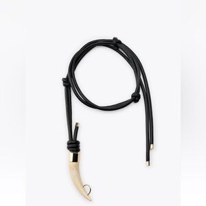 ZARA NEW WOMAN SINGLE HORN CORD BELT ONE SIZE: 85 BLACK 4736/117/800 NWT